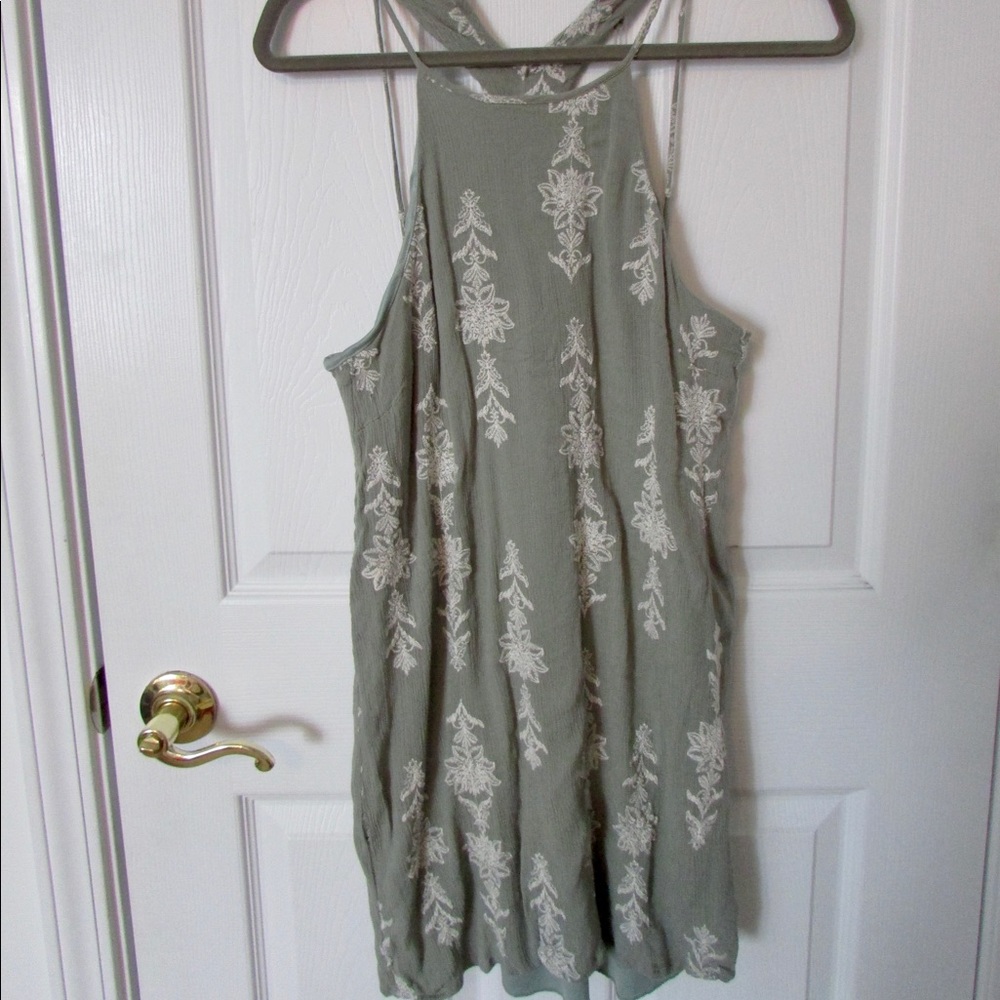 Green embroidered summer dress